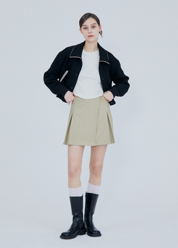 half pleated skirt (2 COLOR) 하프 플리츠 스커트 (2 COLOR)