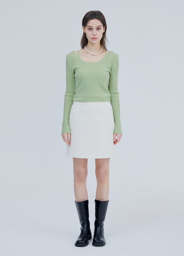 classic tweed skirt white 클래식 트위드 스커트 화이트