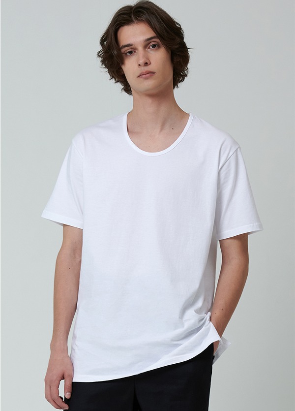 (MEN) U넥 슬릿 반소매 티셔츠 (MEN) U-neck Slit Short Sleeve T-shirt